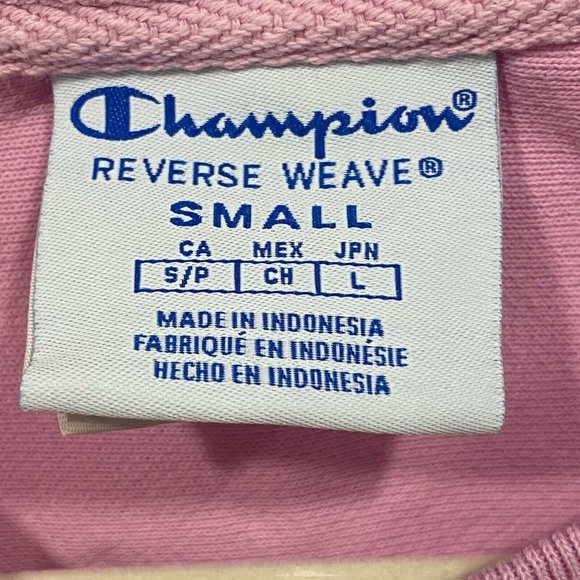 CHAMPION Women's Sweatshirt Pink Solid Reverse Weave Crew Neck Pullover SMALL - Picture 2 of 5